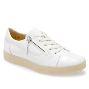Paul Green Carla Lace Up Sneaker Patent White Leather Zipper UK 7.5 / US 10